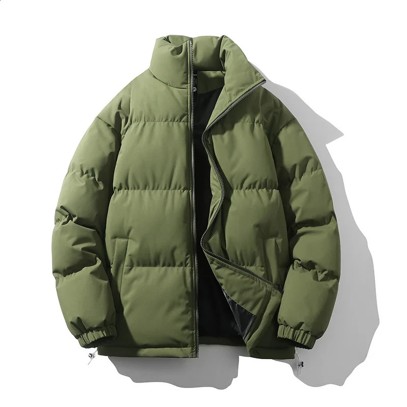 Winter jacket mens solid color Parkas Puffer stand collar warm thick coat womens fashionable casual Parka clothing 240822