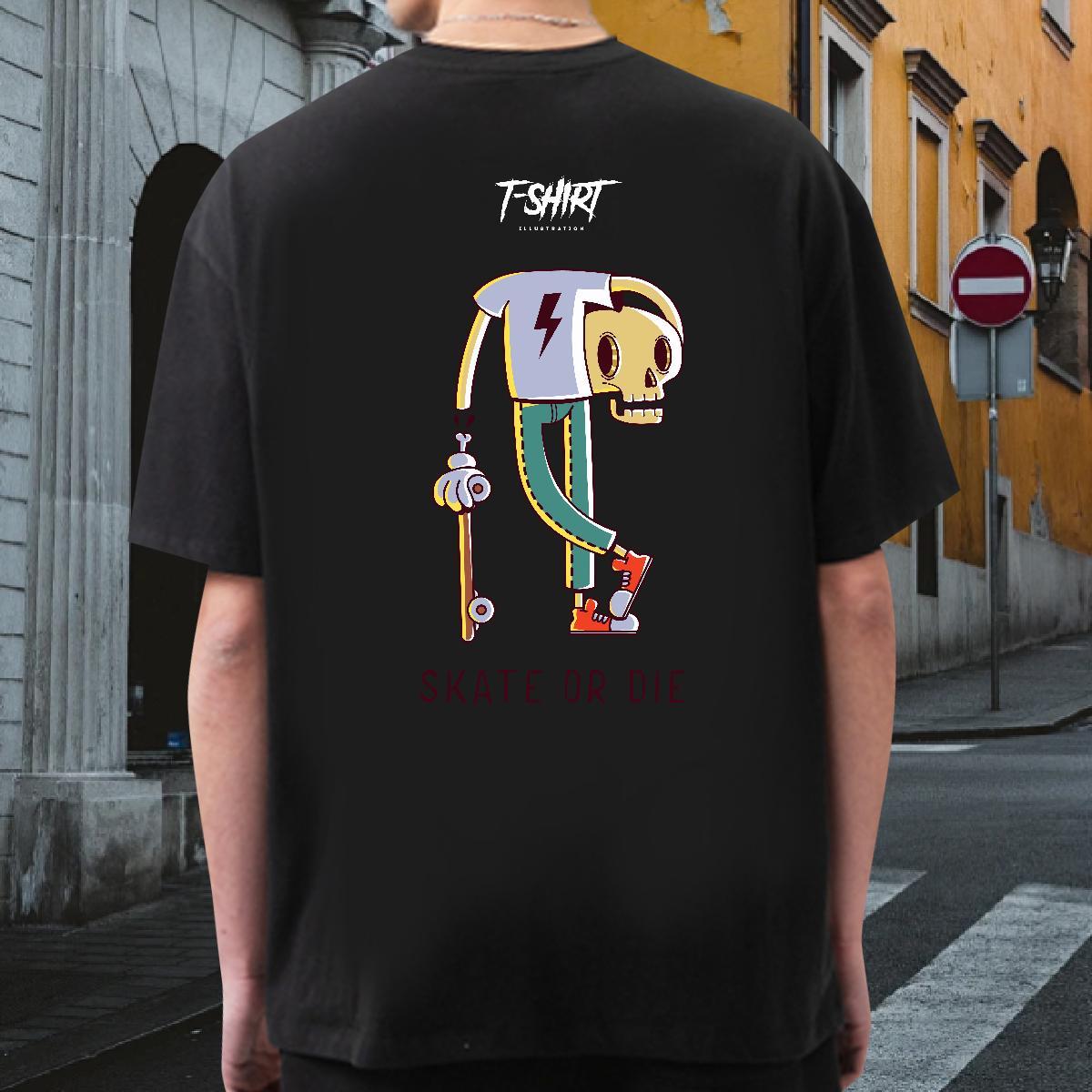 Loose Men T Shirts 100% Cotton 230g skull Street Custom Printed Breathable Short Sleeve Tshirts DIY Tee Shirt