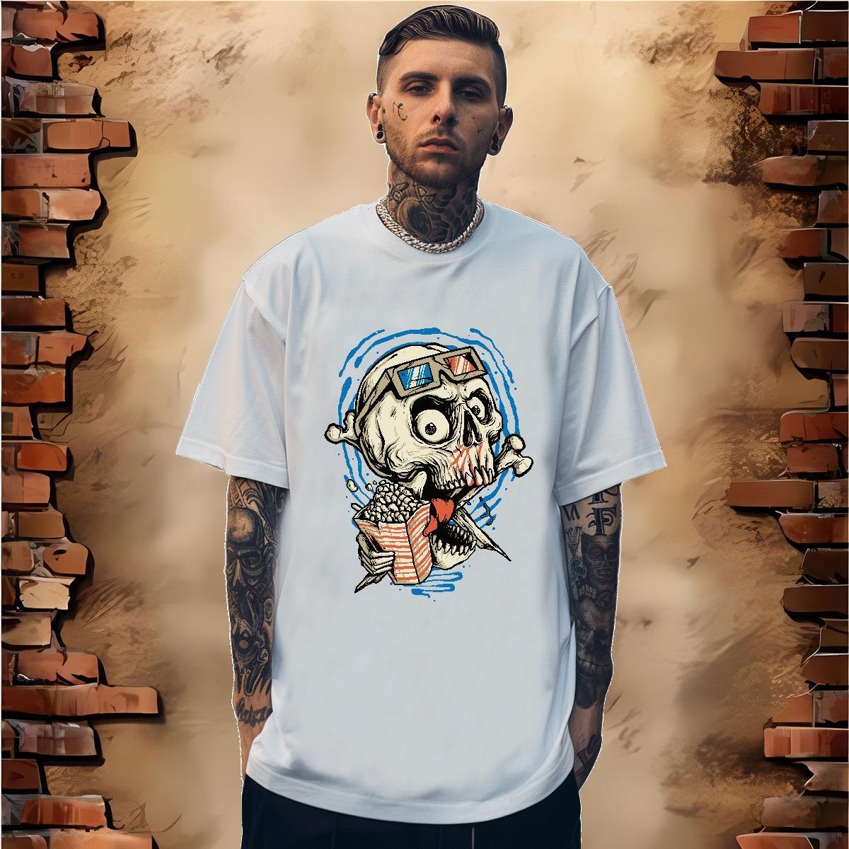Cool Design T-Shirts for Men 100% Cotton 230g skull Casual Daily Wear Custom Print Plus Size Short Sleeve O-Neck Mens Tshirts Free Shipping Tops Tees
