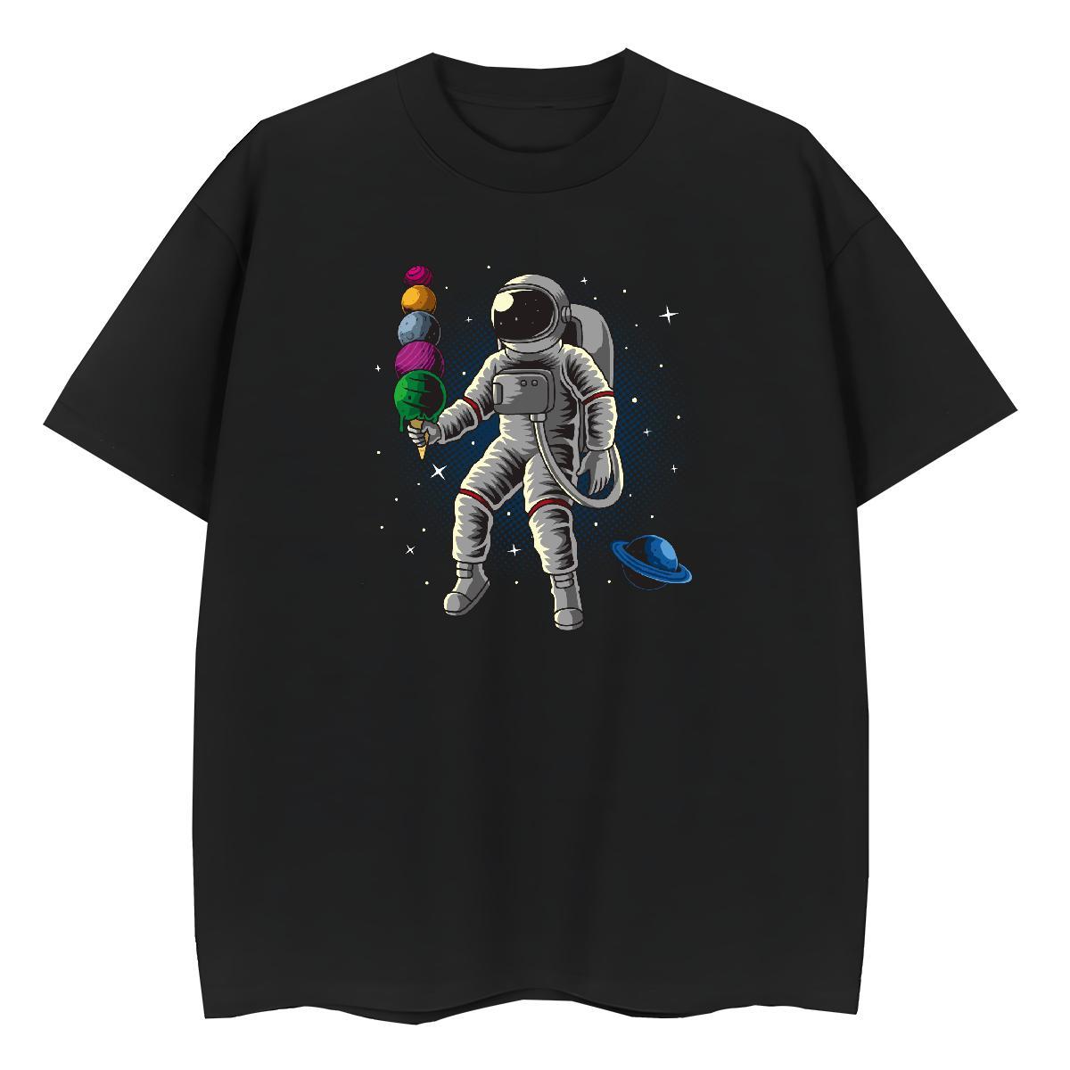 Loose fit Unisex Tshirts 230g Pure Cotton cosmonaut Daily Outfit Woman T Shirts Breathable Short Sleeve Oversized Tops