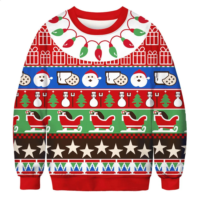 Funny 3D Print Santa Claus Reindeer Sweater Men Women Ugly Christmas Sweaters Jumpers Tops Holiday Party Pullover Sweatshirt Top 240823