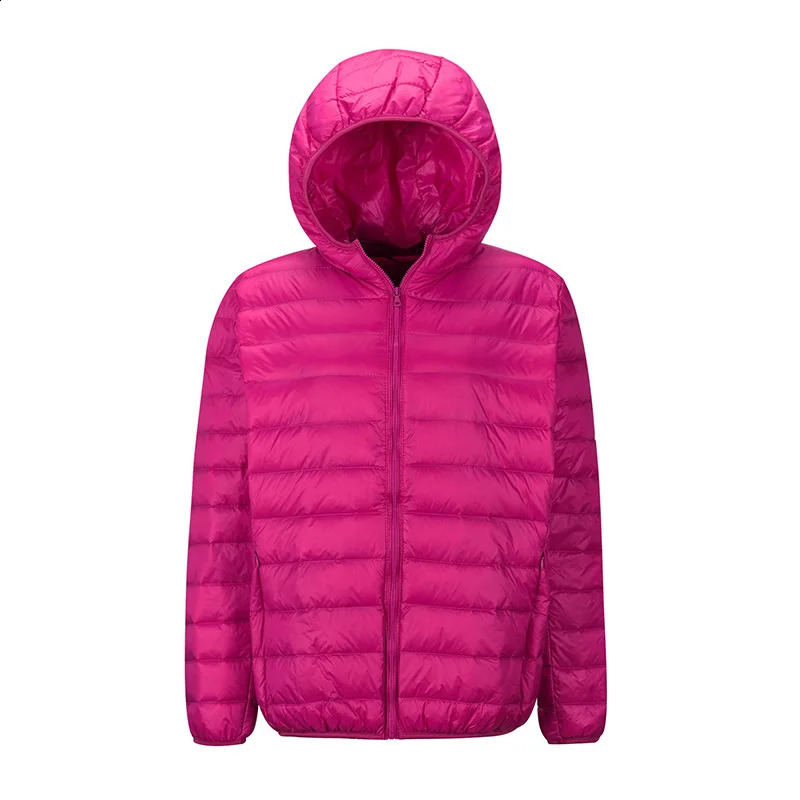 Womens Down Jacket AutumnWinter Hoodie Ultra Lightweight Portable White Duck Windproof Thin Fluffy Park 7X 240823