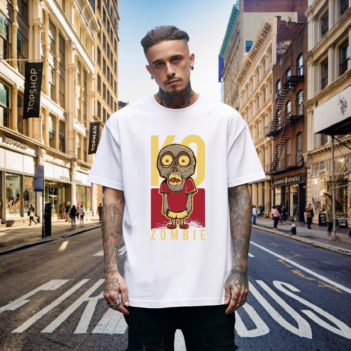 Wholesale Men T Shirts 230g Pure Cotton skull Hip Hop Street Custom Cartoon Breathable Crew Neck Couples T Shirts New Arrival Wear