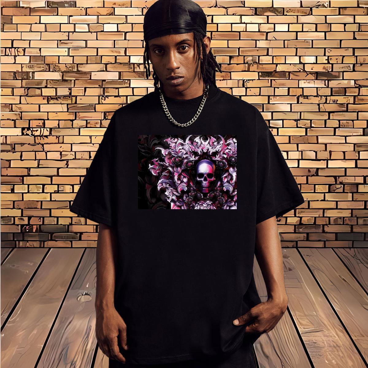 Classic Men T Shirts 230g 100% Cotton skull Sport Plus Size Cartoon Crew Neck Breathable Couples T Shirts Fashion Casual Top Tees