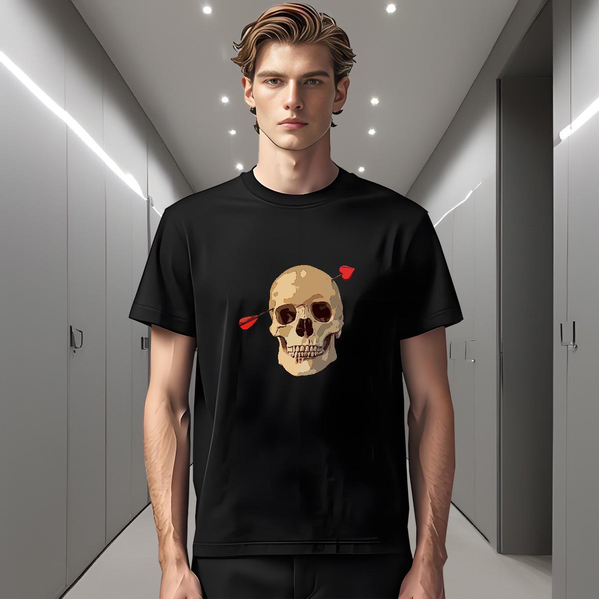 Designer T shirt 230g 100% Cotton skull Home Outdoor Black Oversized Breathable Short Sleeve Tshirts 2024 New Polos