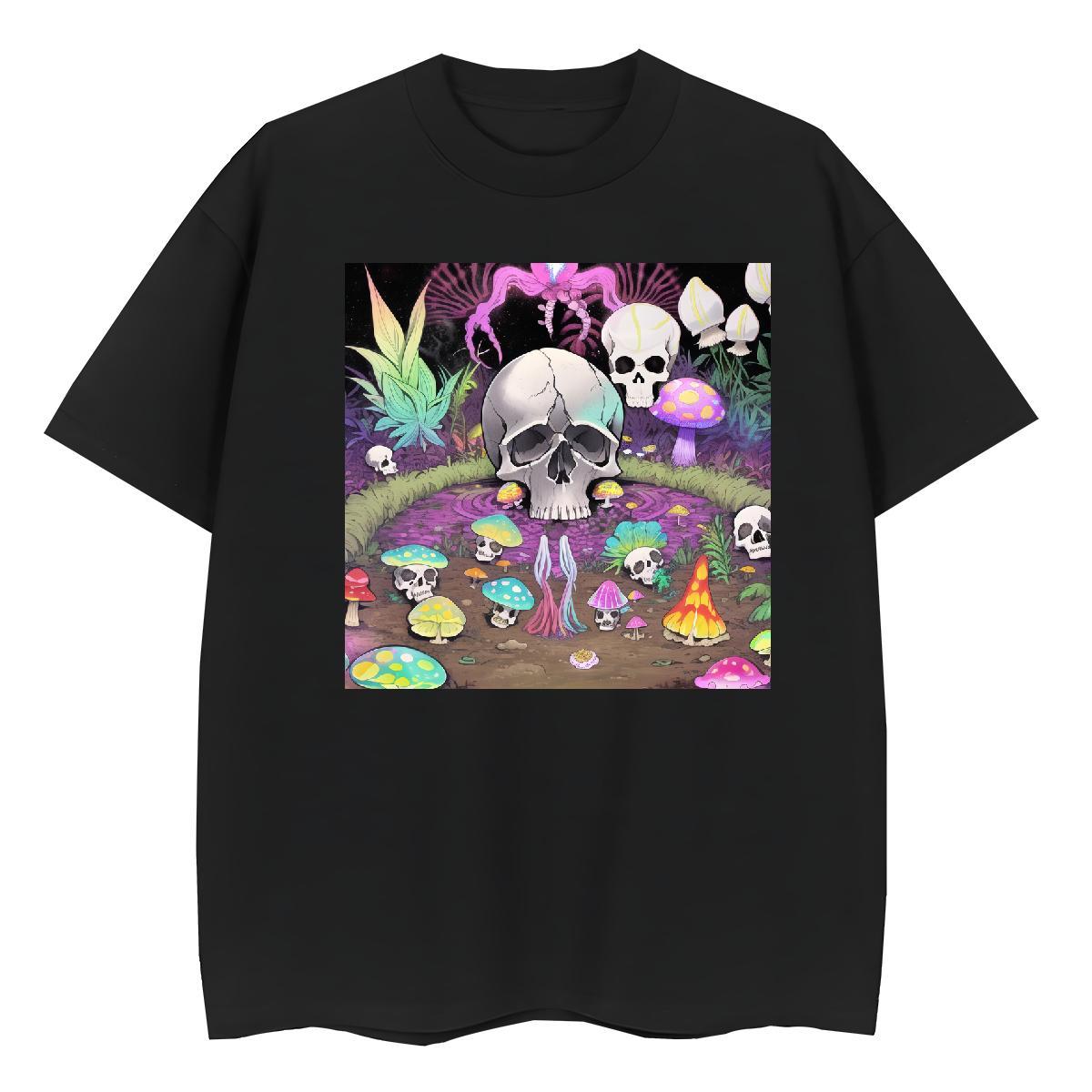 Popular T Shirts Men 230g 100% Cotton skull Casual Asian Size O Neck Short Sleeves Tshirts Fashion Tops