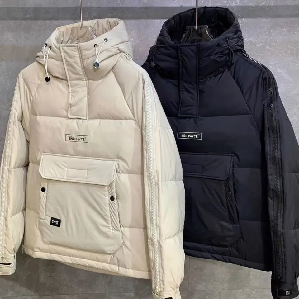 Trend Large Pocket Apron Jacket Fashionable Mens Hoodie Tool Thickened Coat Couples Casual 240822