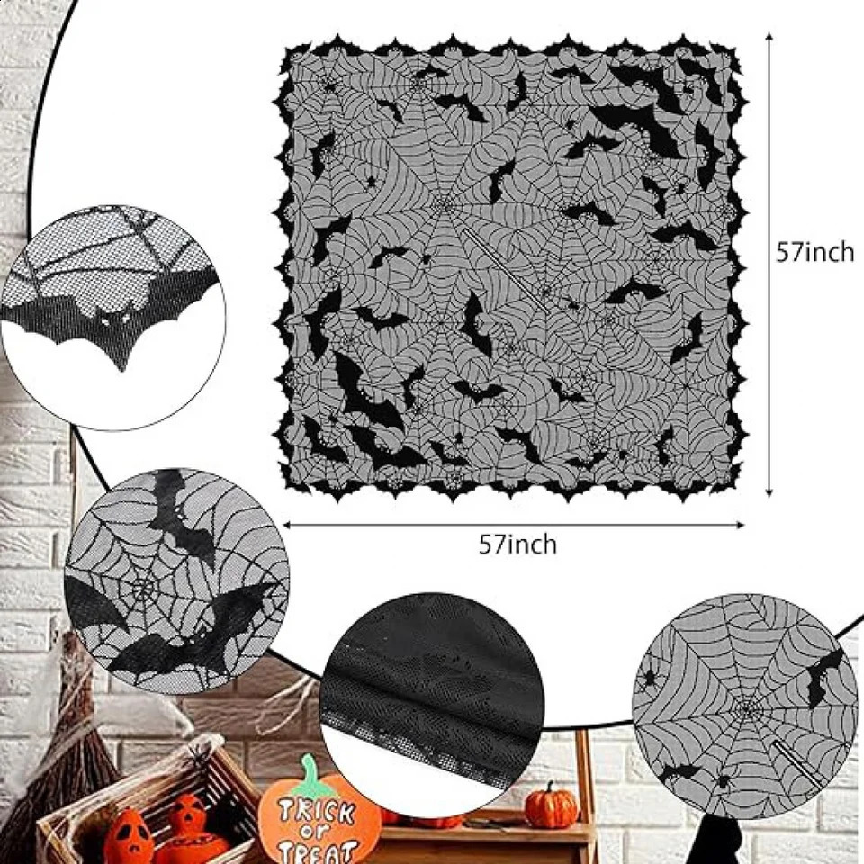 Halloween Skull Horn Womens Horror Lace Shawl Dark Series Gothic Cloak Theme Party Stage Performance w240824