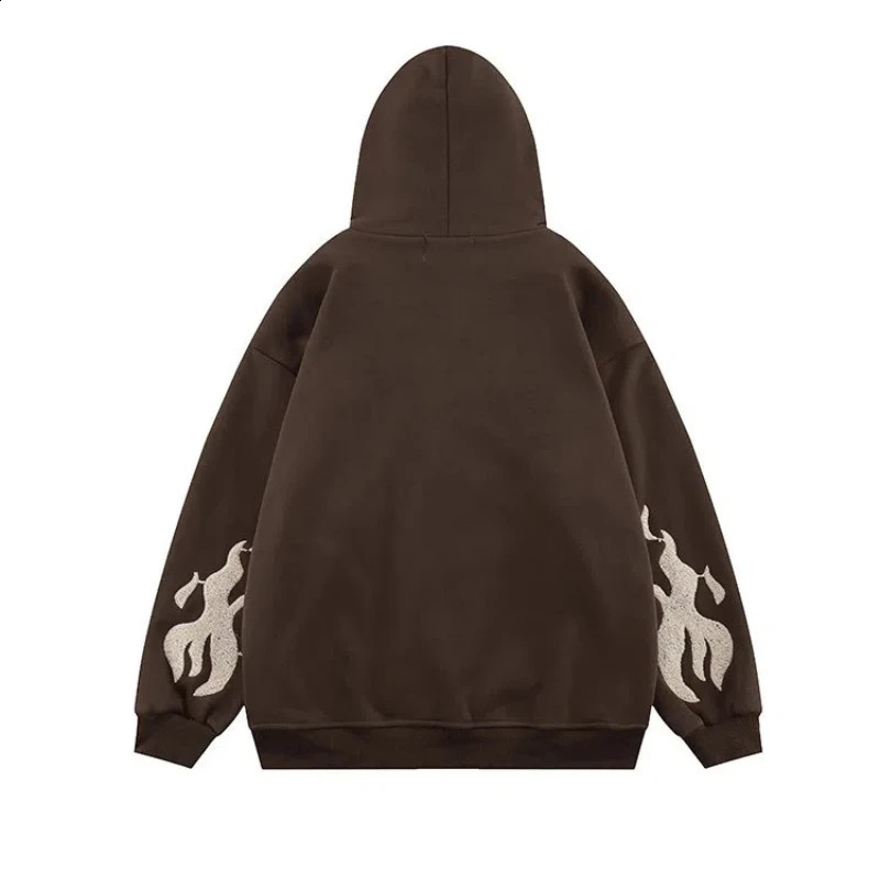 Hip Hop Streetwear Vintage Y2k Zip Up Hoodies for Men Embroidery Cotton Hooded Casual Loose Oversized Hoodies Sweatshirts Men 240823