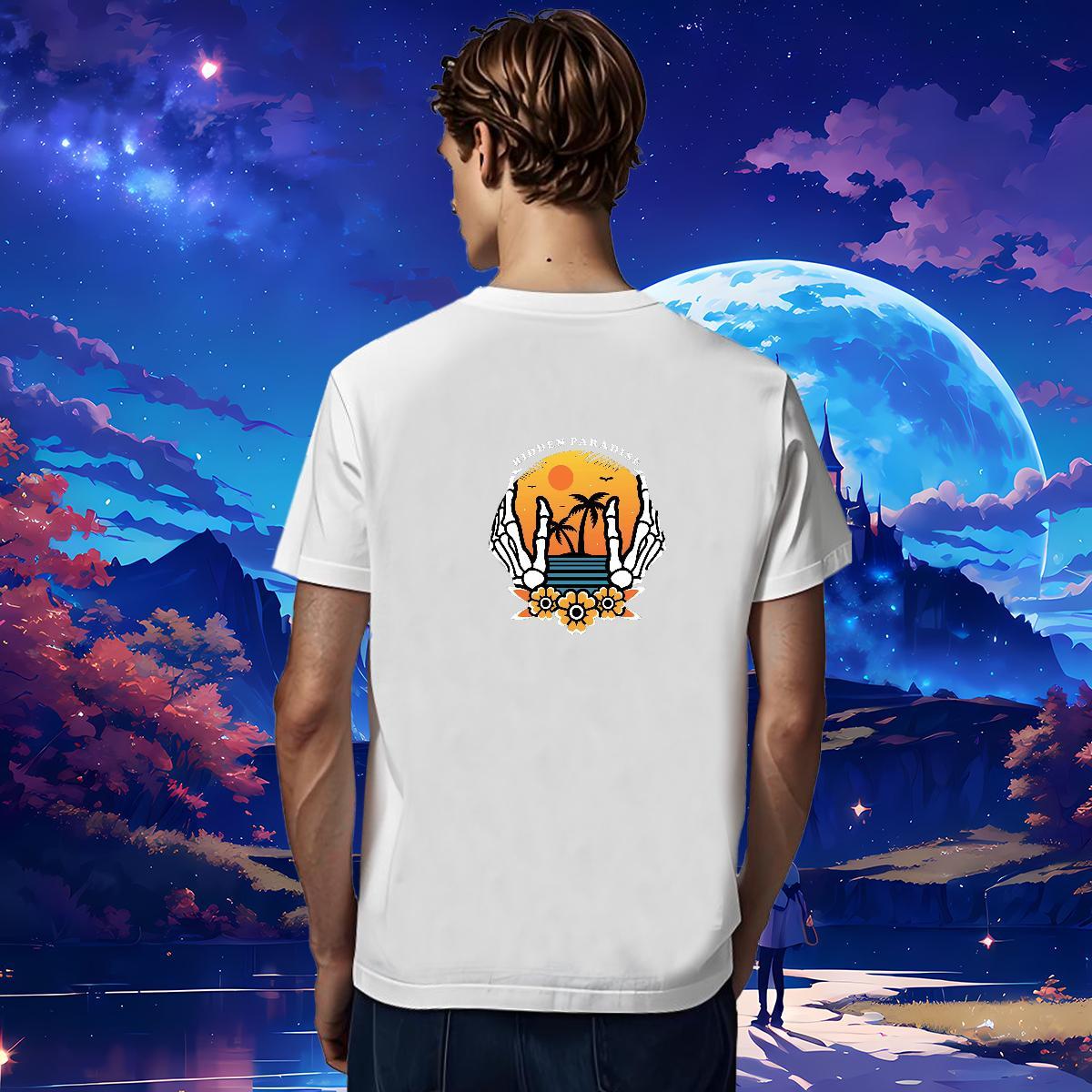 Classic T Shirts Men 230g Cotton skull Daily Outfit Oversized 4XL Short Sleeve Soft Mens Tshirts 2024 DIY Wear