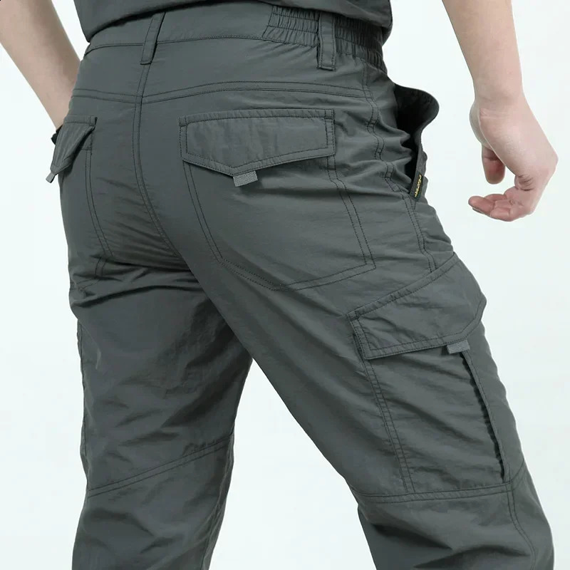 Thin mens dry military waterproof casual Trouser tactical work spring and summer jogging fast cargo breathable 240823