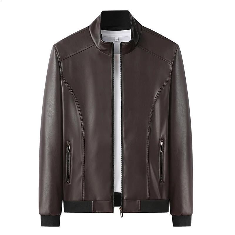Mens Autumn Leather Jacket Bike Motorcycle Leather Jacket Fashion Trend Rider Zip Jacket Casual Street Windbreaker 8XL 240822