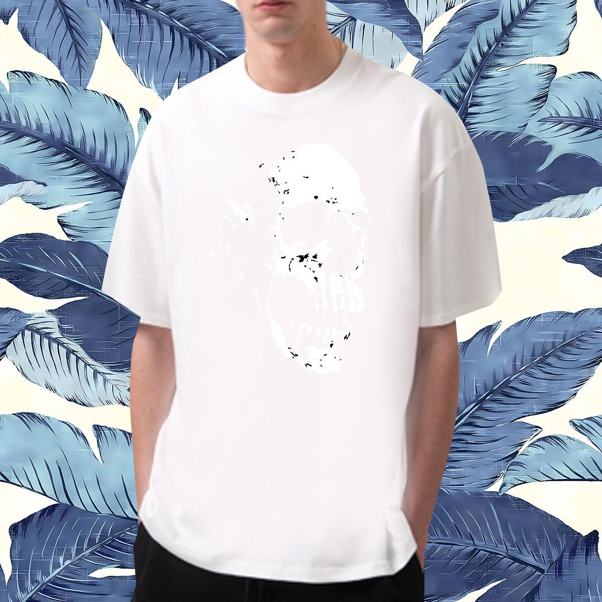 TOP Quality T Shirt For Man 230g 100% Cotton skull Daily Outfit Oversized 3XL 4XL Short Sleeve O-Neck Couples T Shirts 2024 Tops Shirt
