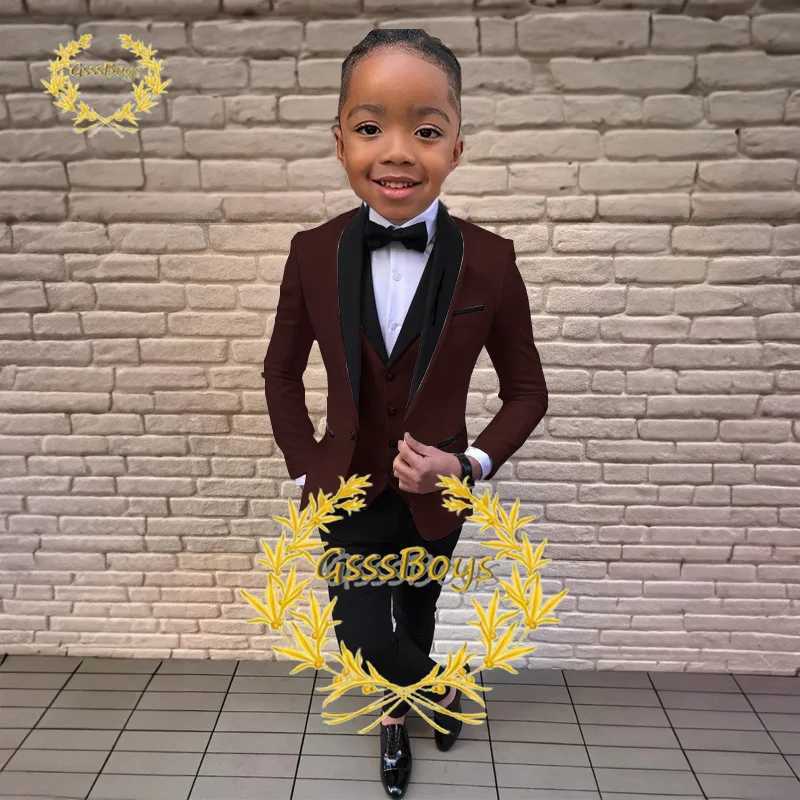 Boys suit wedding jacket pants vest 3-piece party dress shawl collar jacket suitable for childrens customization 3-16 years old complete set W240823