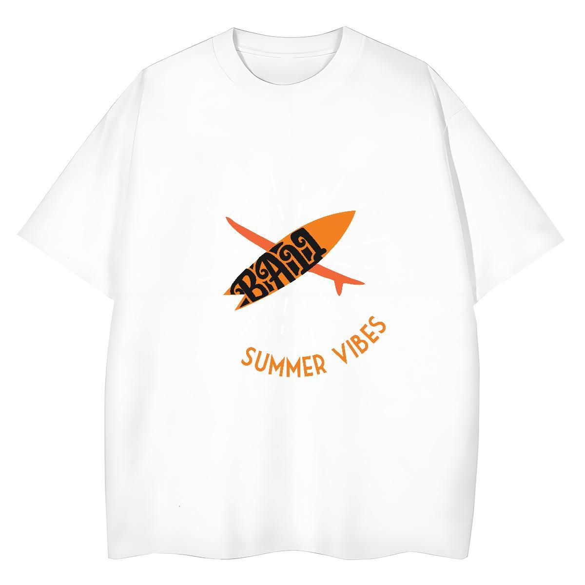 Wholesale Women Tshirts 230g 100% Cotton summer vibe Hip Hop Street T Shirts Women Crew Neck Cartoon Anime Clothings