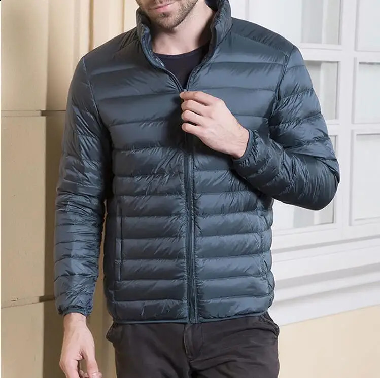 S6XL mens duck down jacket ultra light spring hooded portable waterproof and windproof 240822