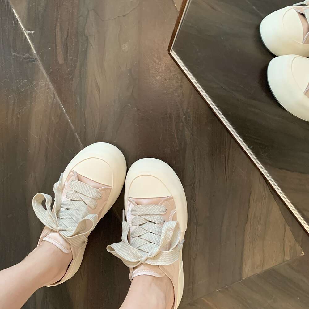 Ddmysports Sheepskin Edition Grape Mom Same Style Satin Casual Coarse Lace Breathable Thick Bottom Increased Eight White Shoes For Women OUTDOOR