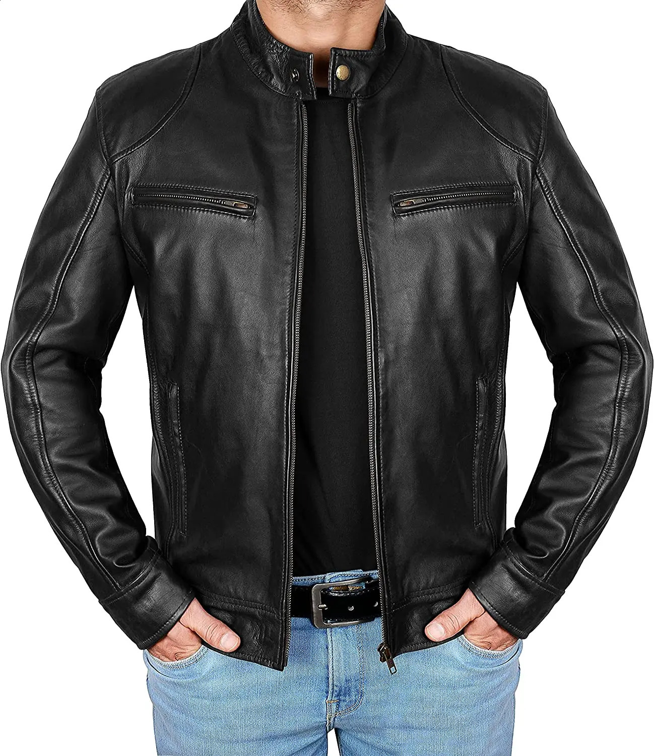 Mens Fashion Leather Jacket Slim Fit Stand Collar PU Jacket Male Anti-wind Motorcycle Lapel Diagonal Zipper Jackets Men 5XL 240822
