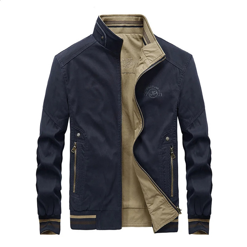 Mens Jacket M6XL Spring and Autumn Fashion Cotton Business Leisure Park Multi Pocket Clothing 240822