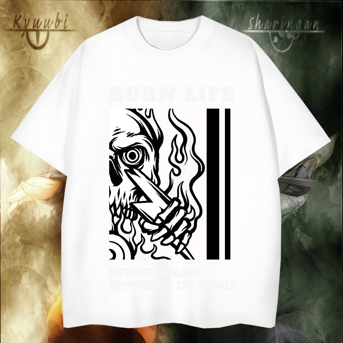 Cool Design T Shirts Men 230g Cotton skull Daily Wear Custom Cartoon Short Sleeve O-Neck Men Clothes T-Shirt 2024 Summer Tops