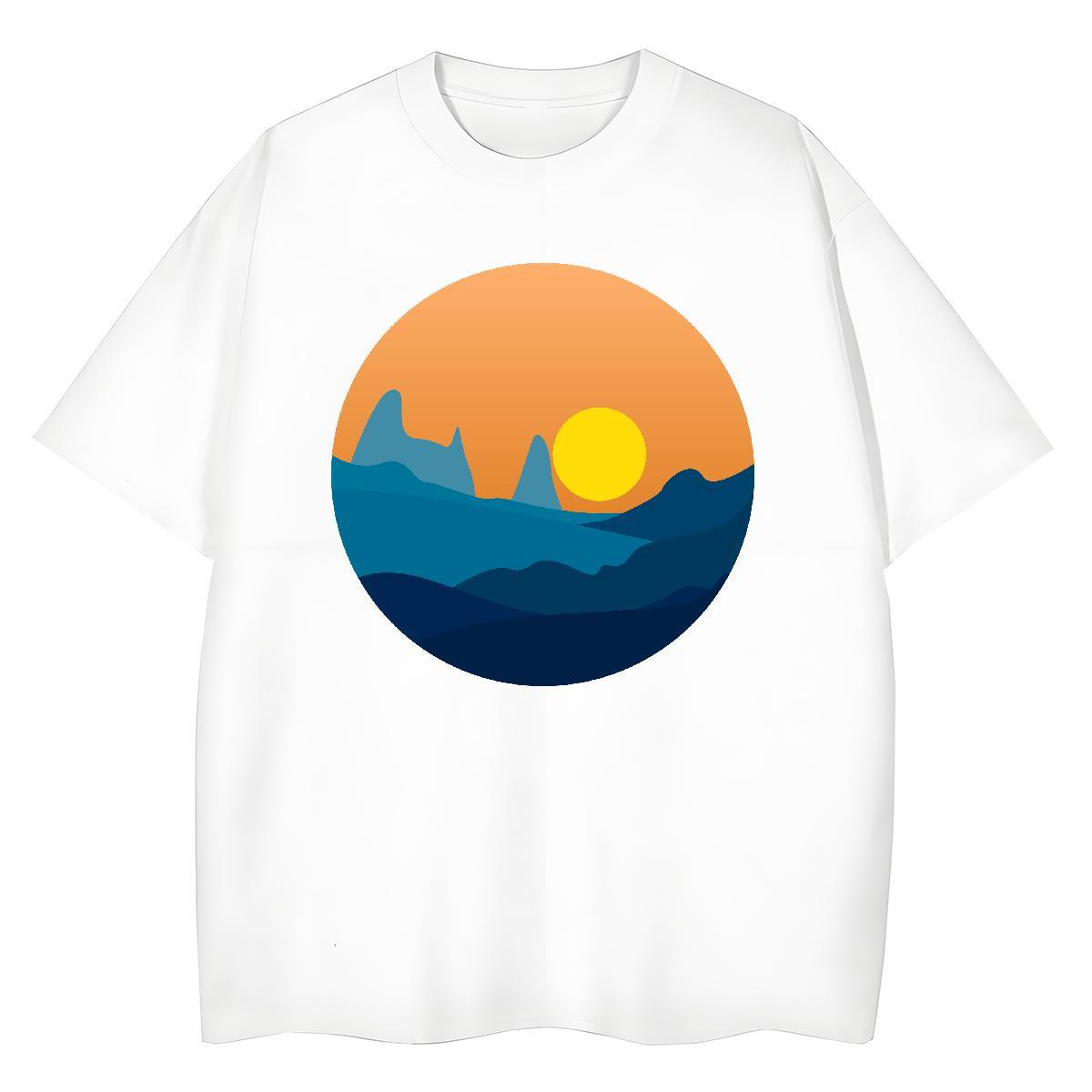 Designer Woman Tshirt 100% Cotton 230g sky Beach T shirt Breathable Short Sleeve DIY Printed Clothes Shirt