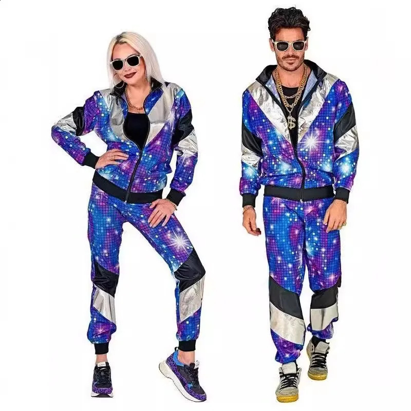 80s Disco Song Set Jackets and Pants Dance Costumes Retro Style Halloween Theme Party Anime Cosplay w240824