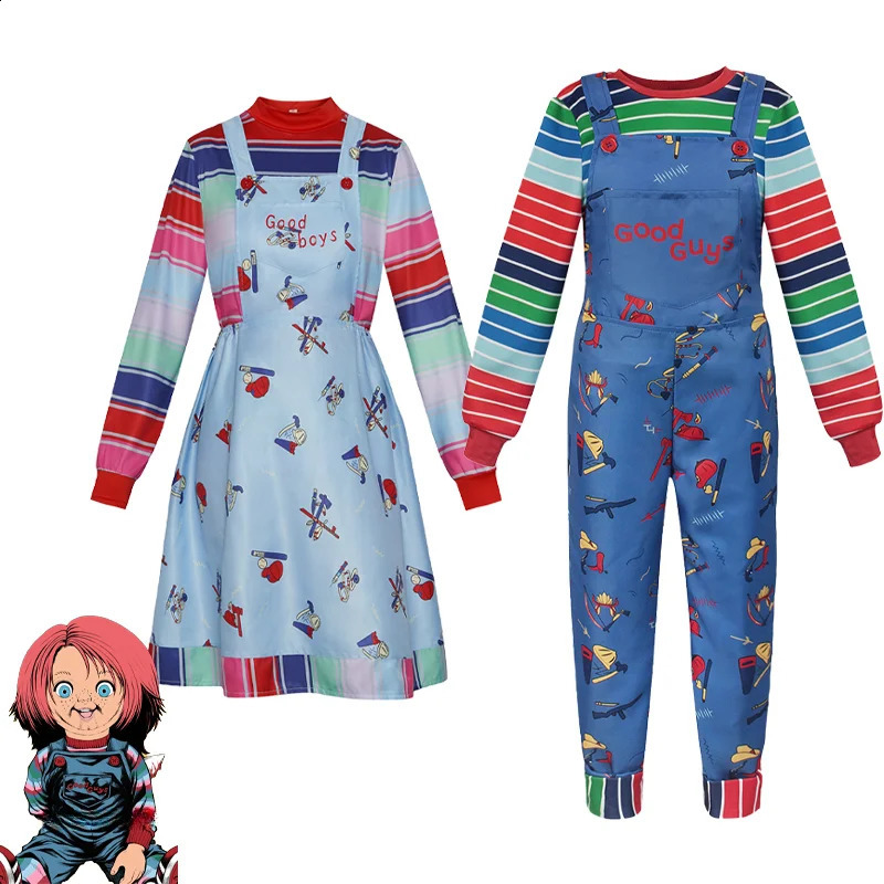 Chucky cosplay costume adult childrens game 2 jumpsuit Halloween uniform boys and girls 240823