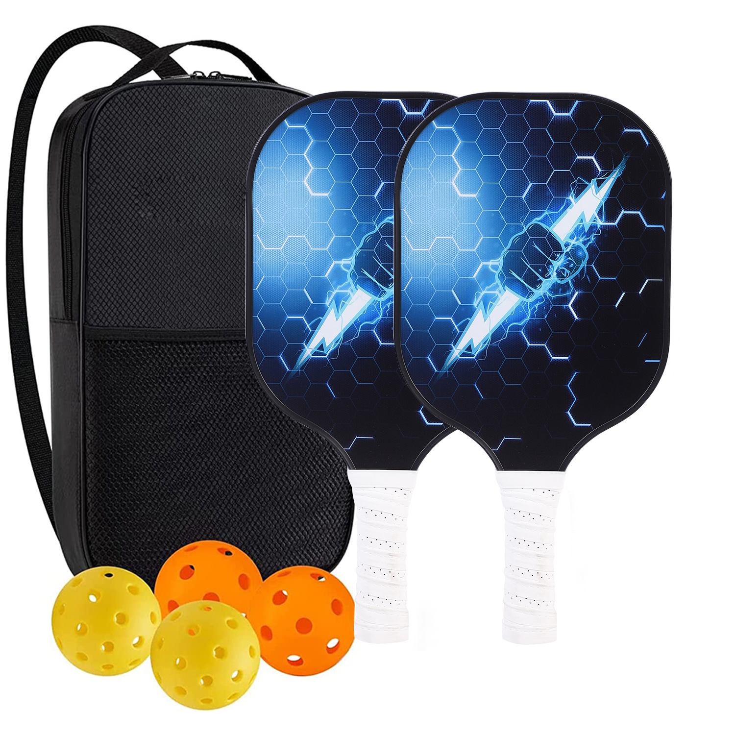 High-Performance Fiberglass Pickleball Paddle for Competitive Outdoors Games 2 Paddle & 4 ball & 1 bag 9971