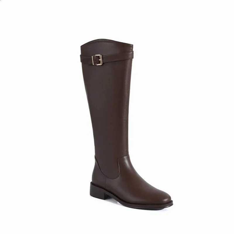 Ladies Knight Boots Classic Warm Boots Side Zipper Round Toe Thick Heel Thin Knee Boots Autumn Winter Women Botas 240823