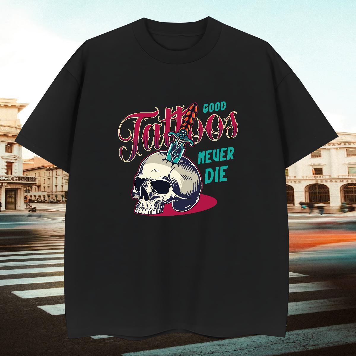 Unisex T Shirt For Man 230g 100% Cotton skull Beach Plus Size Custom O-Neck Short Sleeve Couples T Shirts 2024 DIY Tees