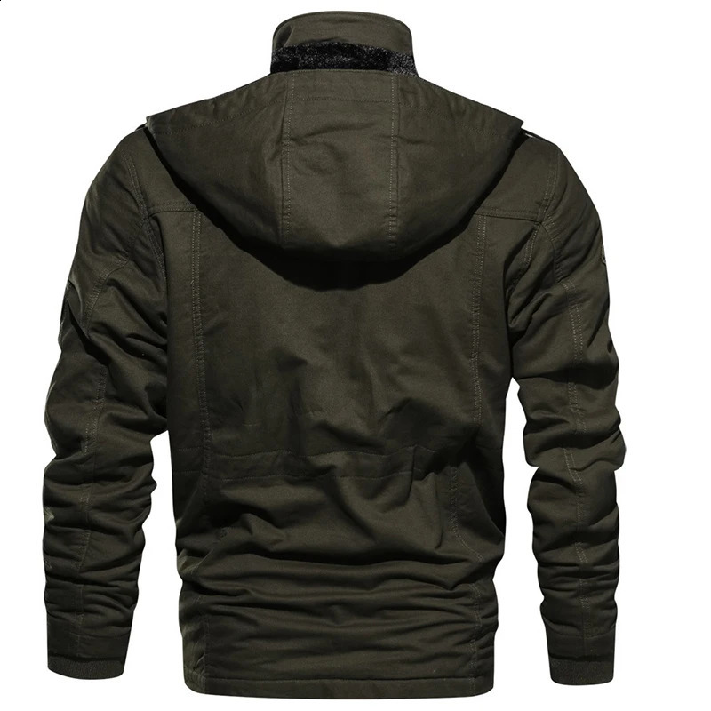 Mens military jacket mens hooded winter snow warm Parka fashionable 240822
