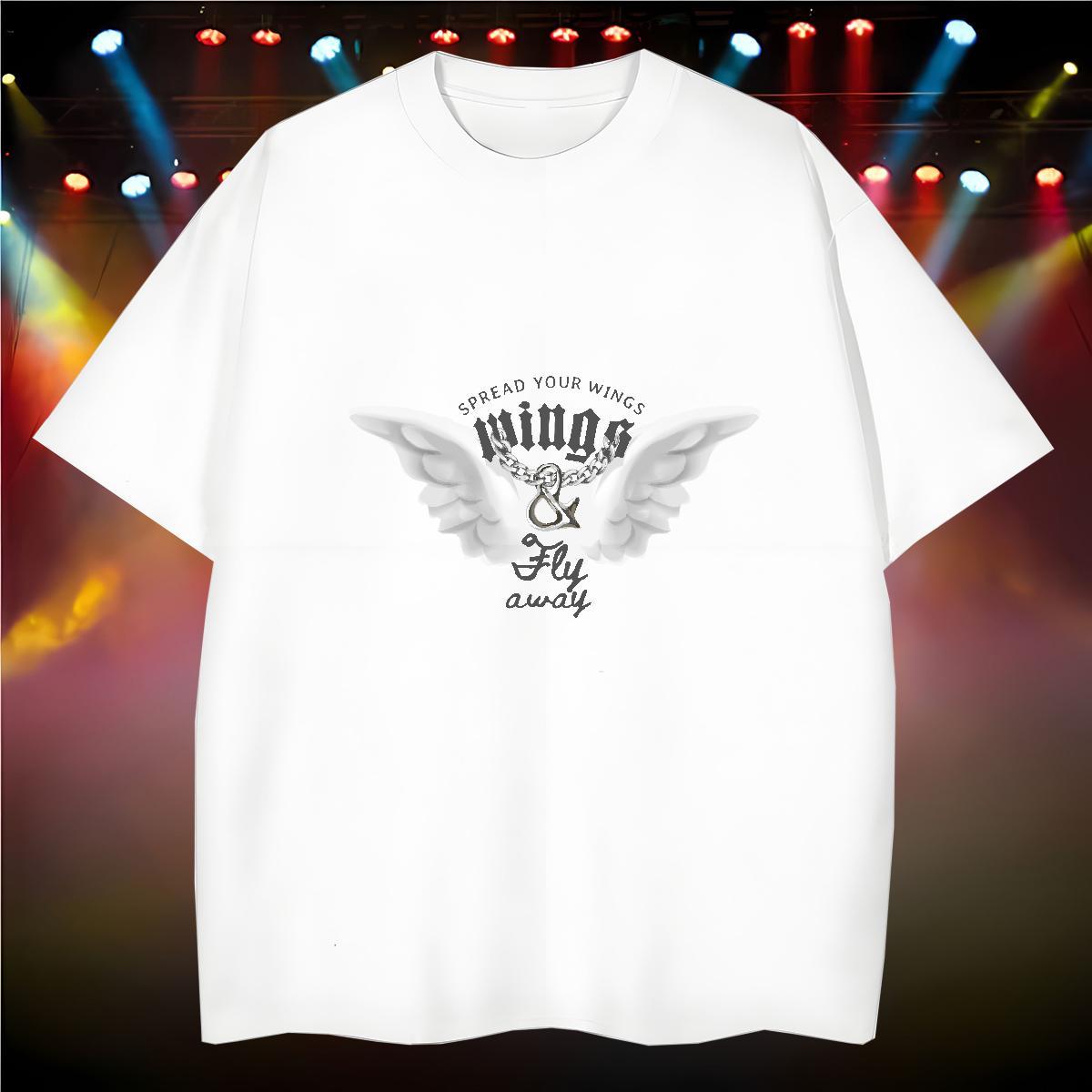 Loose Fit Mens T Shirts 230g 100% Cotton wing Sport Custom Big Size Breathable Soft Tshirts Fashion New Wear