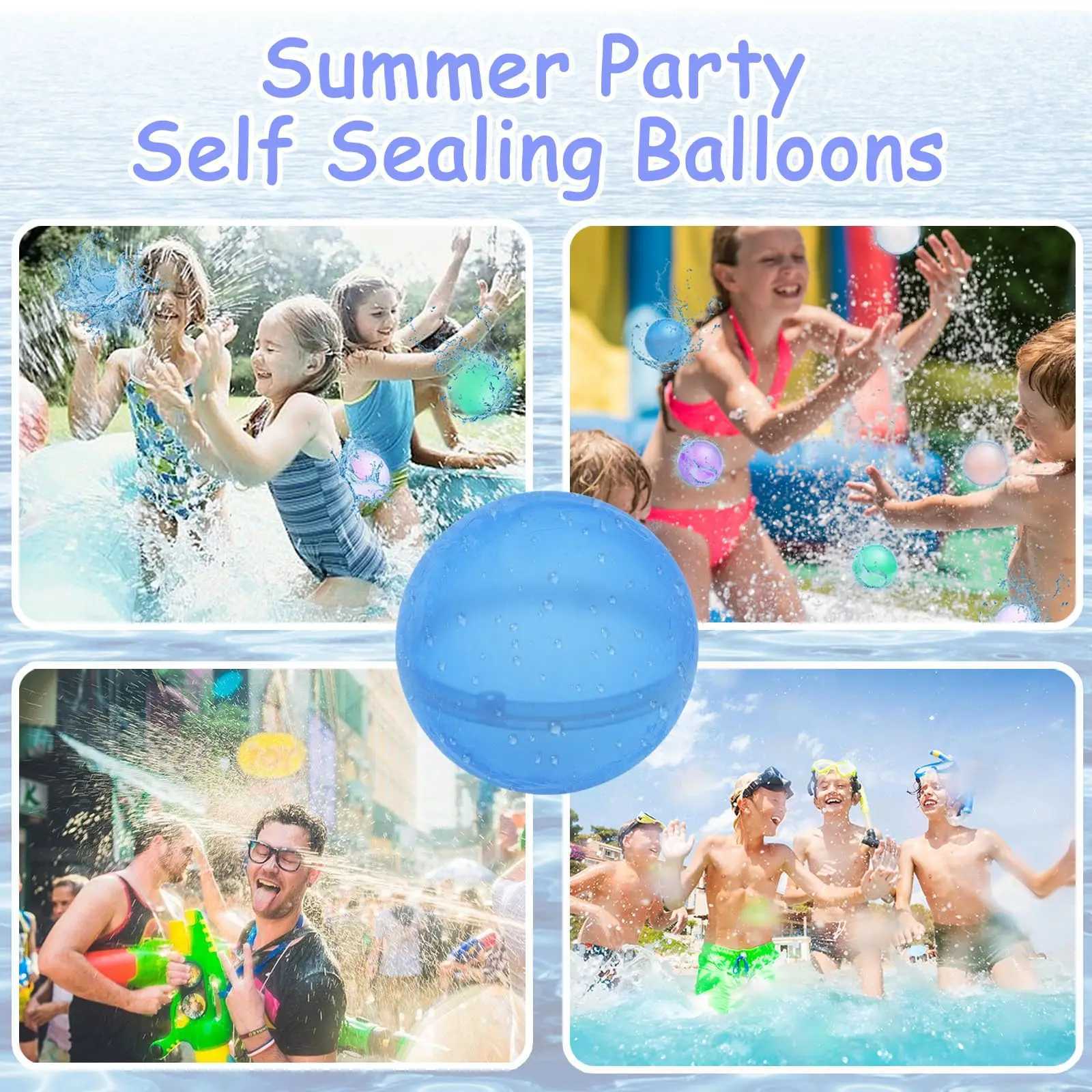 24Pcs Water Balloon ReusableWater Ball Toys for KidSoft Silicone Water Balloon Quick FillKid Adult Water Game Summer PartyY240823
