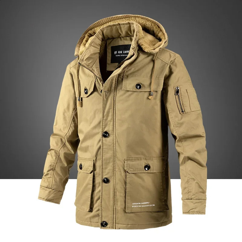 Winter goods Parkas mens warm thick jacket fashionable casual winter hooded wool windproof 240822
