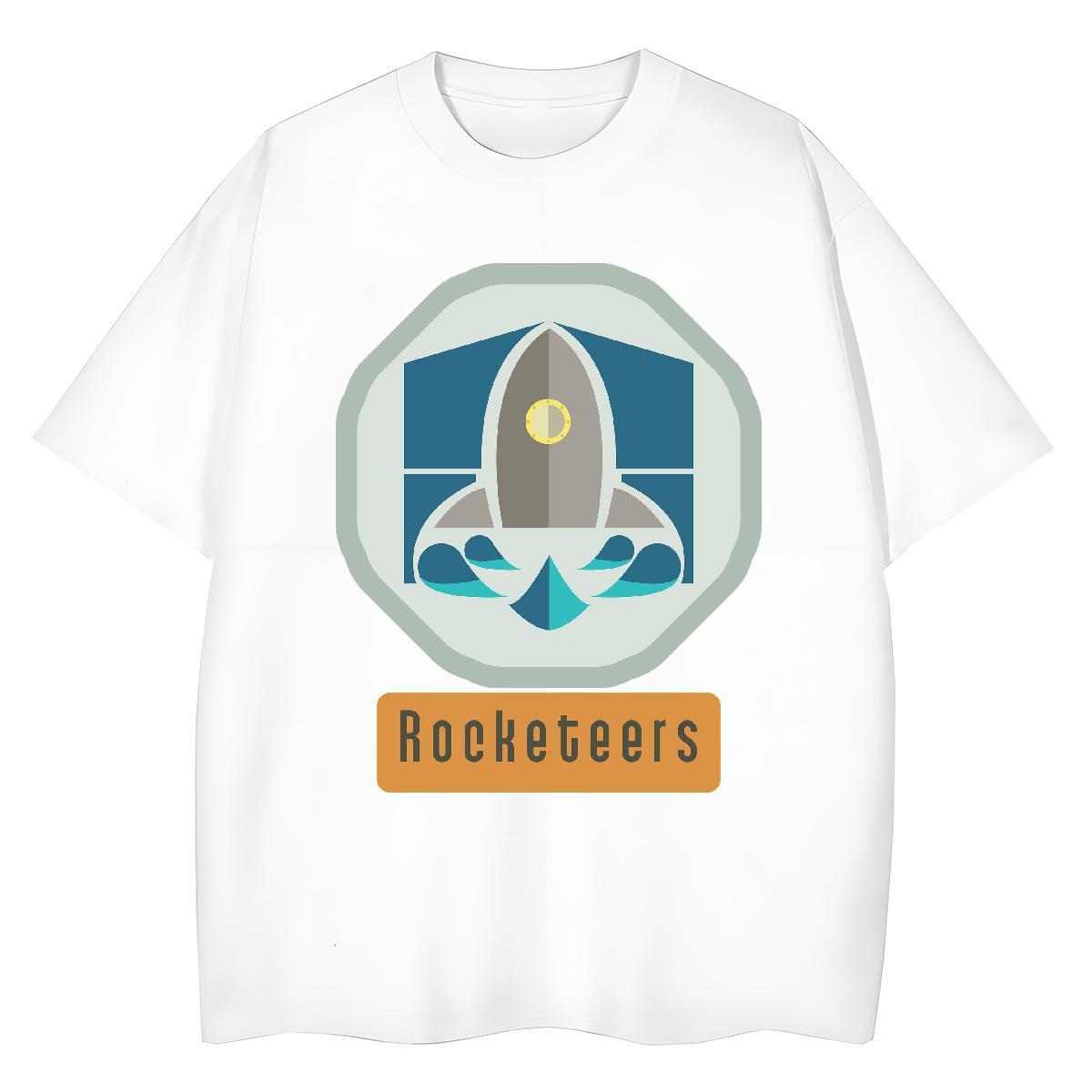 Unisex Women Tshirts 230g Pure Cotton rocket Street Woman T Shirts Breathable Short Sleeve Cartoon Print Clothings