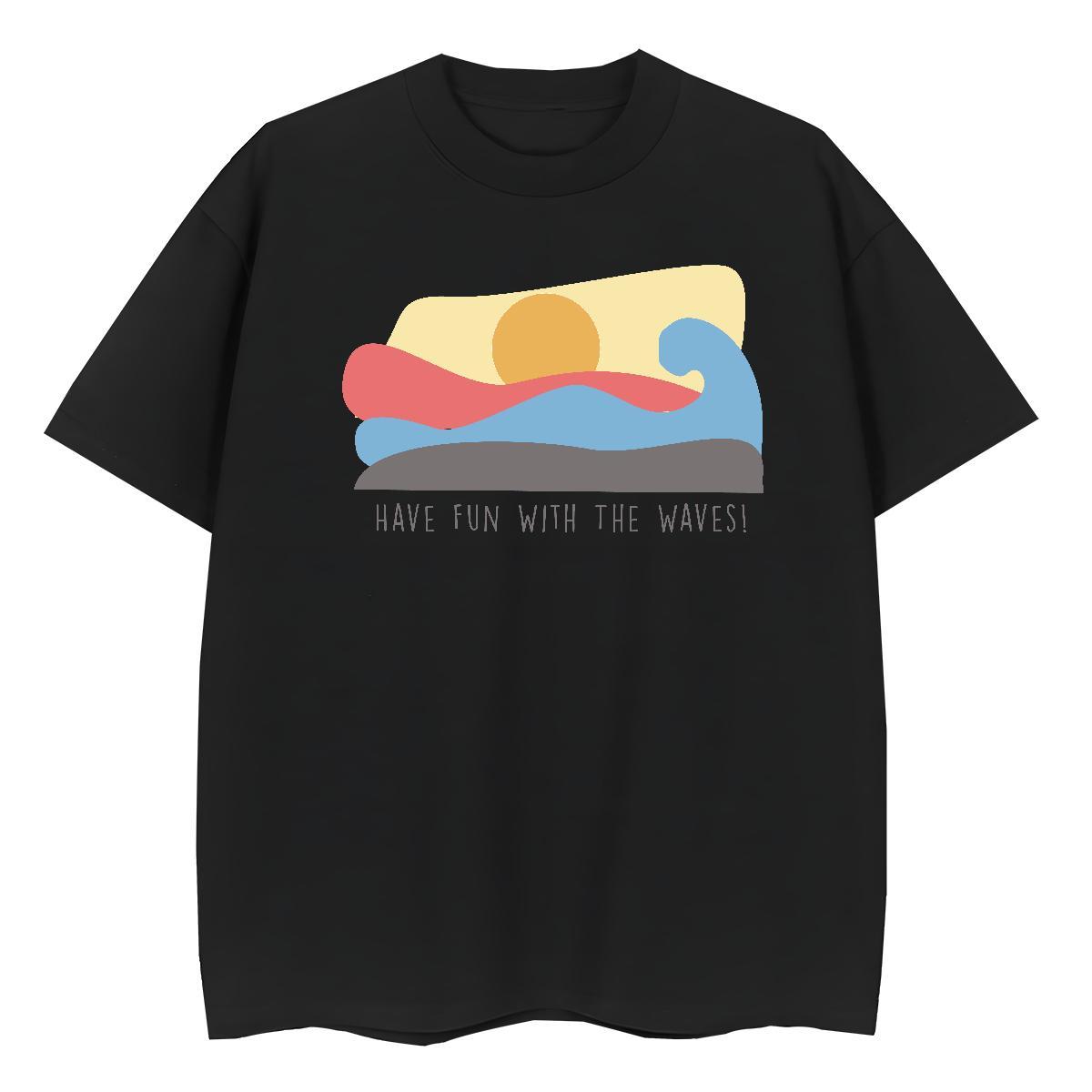 Brand Couples T Shirts 230g 100% Cotton wave Casual Sport T-Shirts for Women Breathable DIY Anime Wear
