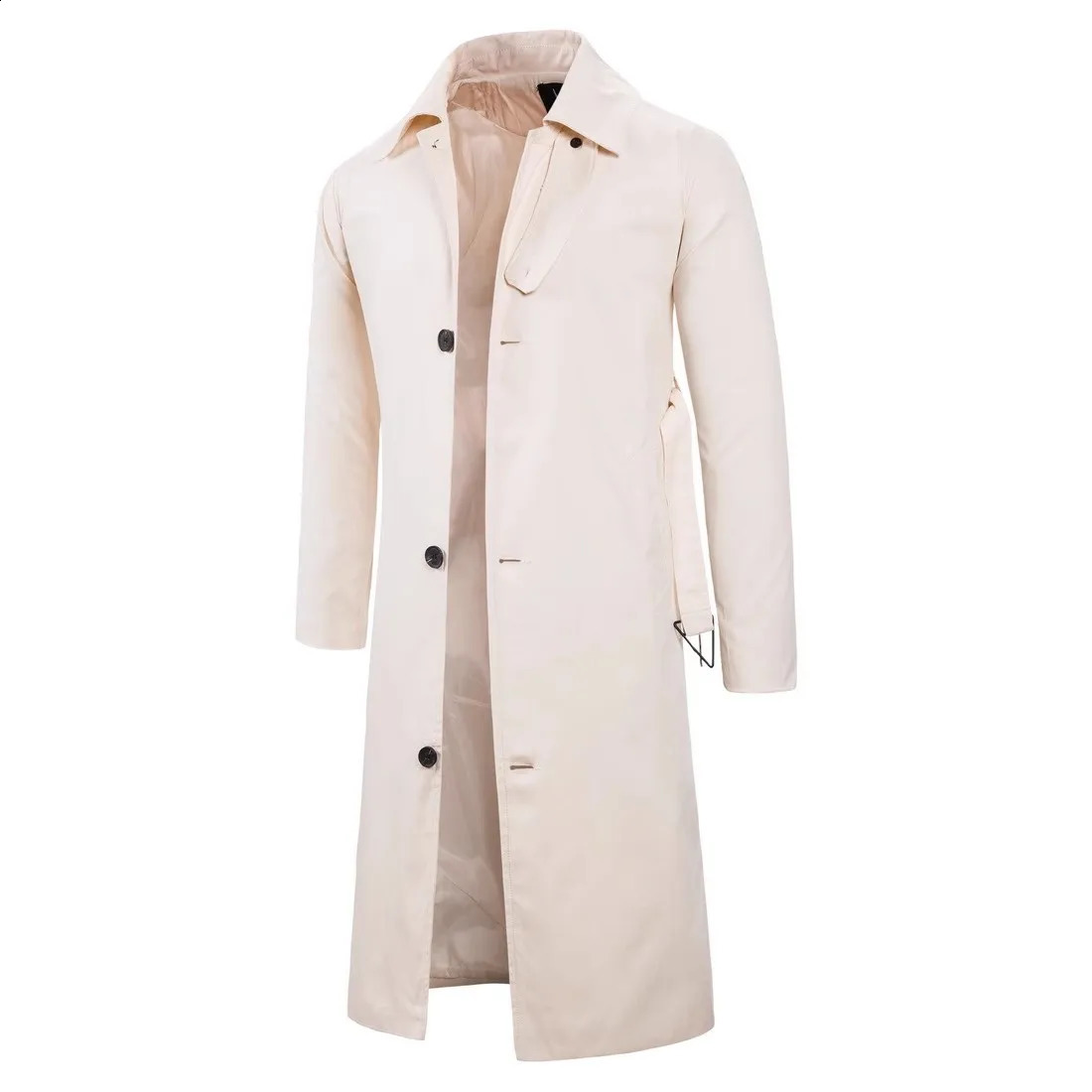 Autumn England Style Long Trench Men Cotton Solid Turn Down Collar Windbreaker Coats Male Smart Casual Single Breasted Outwear 240822