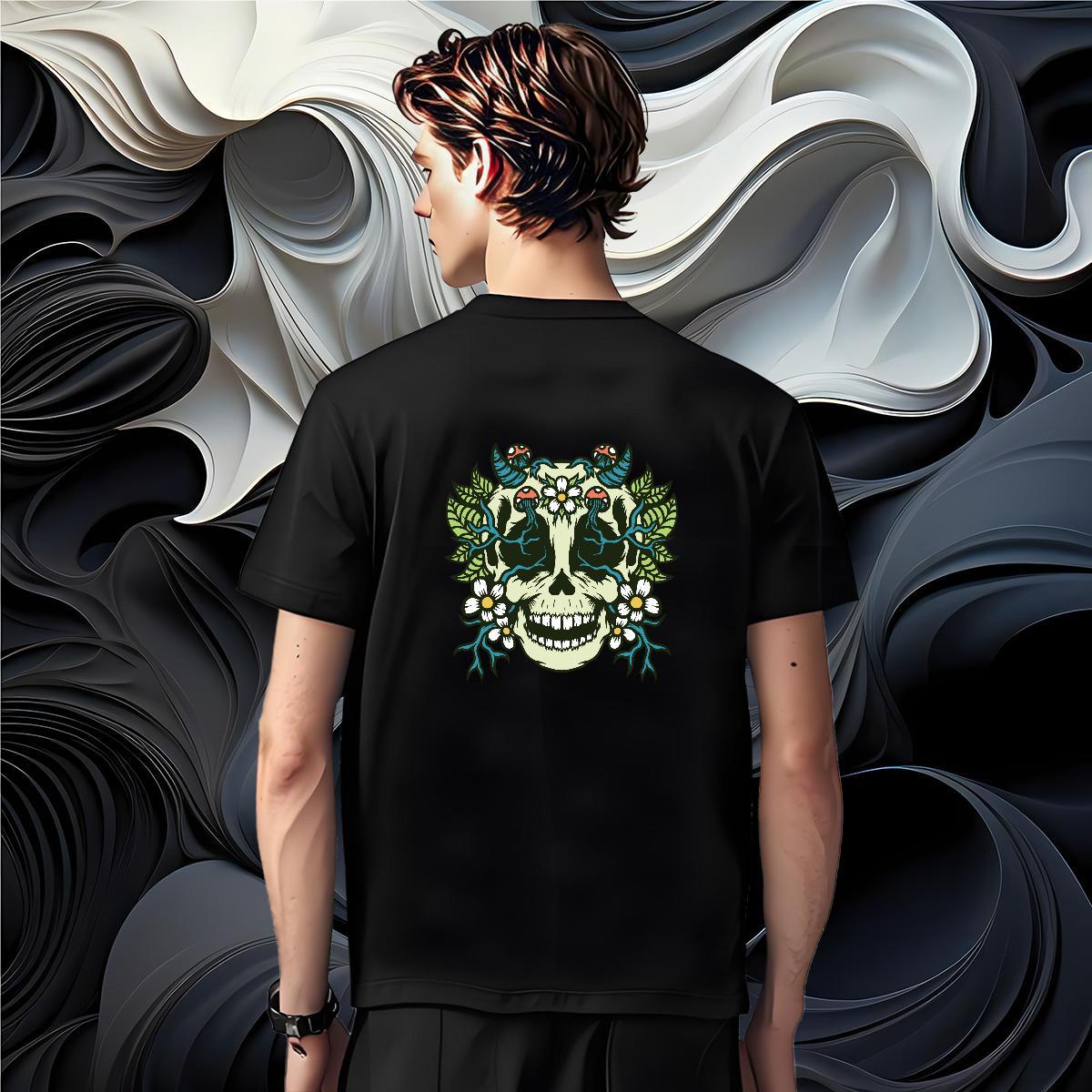 Comfortable T-Shirts 230g Pure Cotton skull Spring Summer Oversized 3XL 4XL O Neck Short Sleeves Tshirt for Man Woman Brand Wear