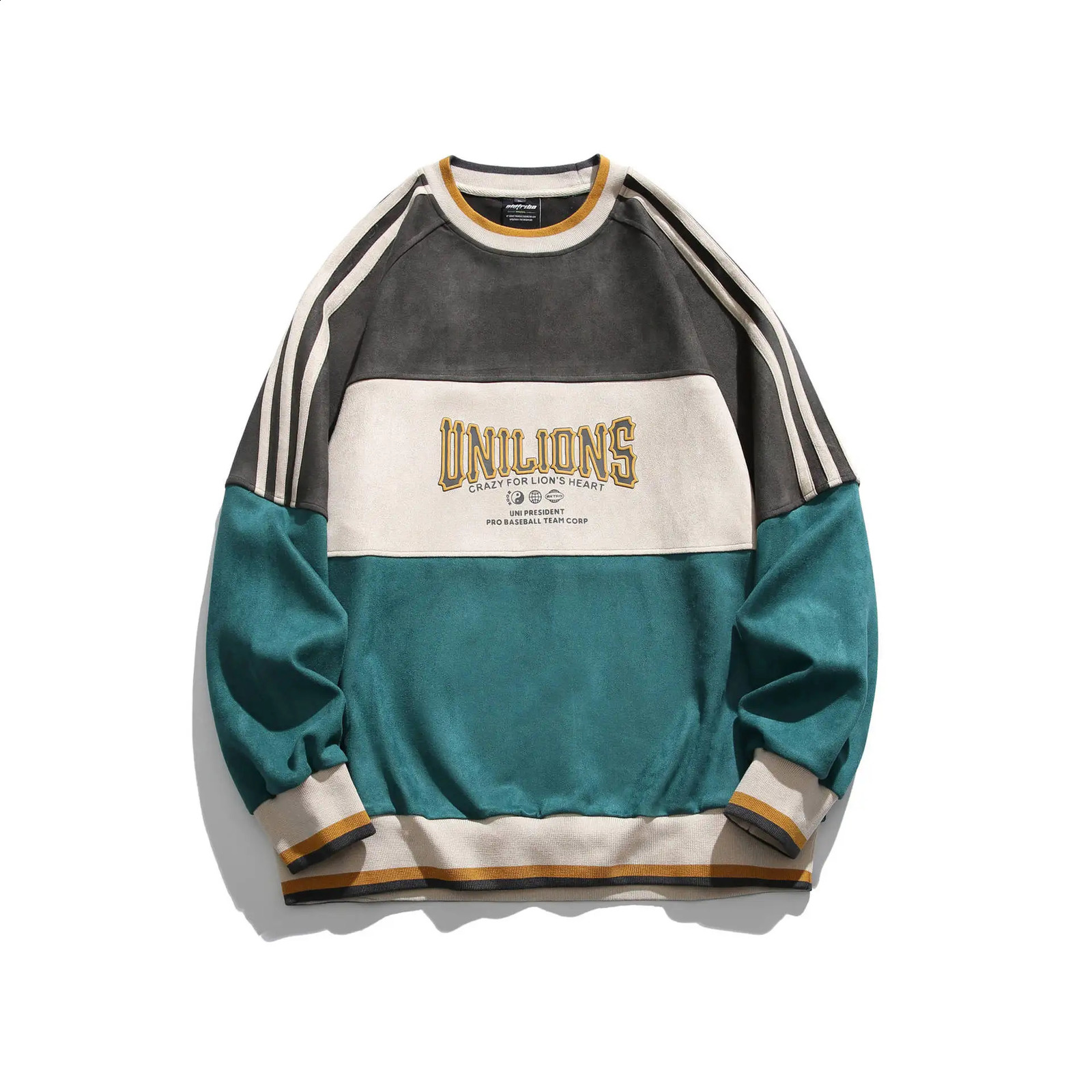 Men Y2k Sweatshirts Suede Hip Hop Spring And Autumn Couple Sports Pullovers China-Chic Loose Versatile Casual Tops Spliced 240823