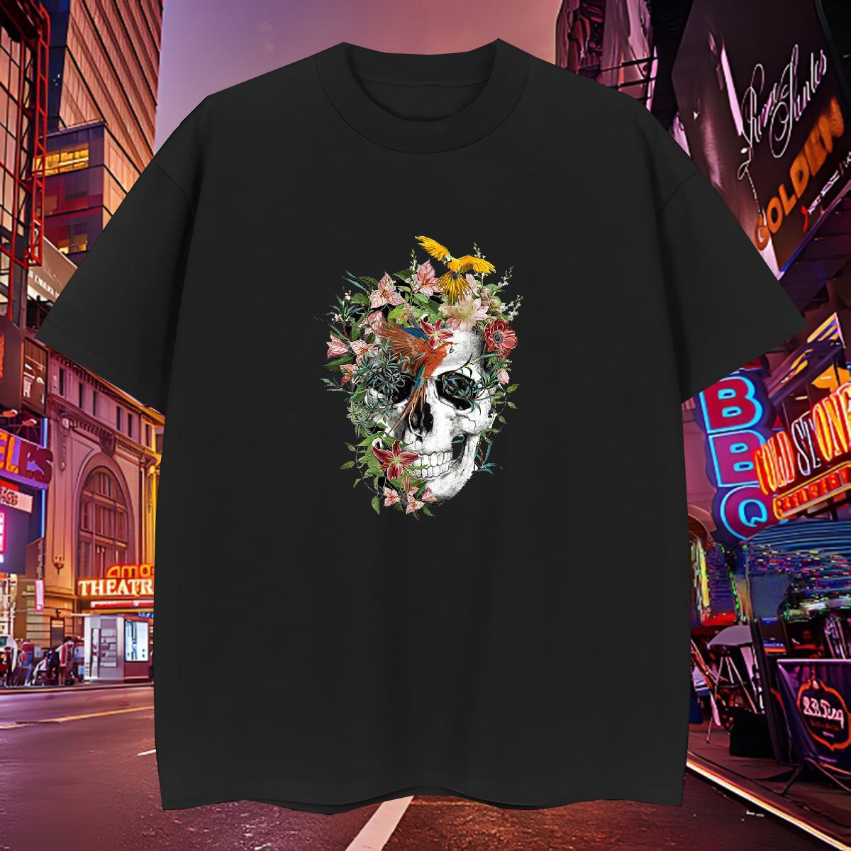 Cool T-Shirts 230g 100% Cotton skull Casual Custom Big Size Breathable Crew Neck Tshirts New Arrival Tee Shirt