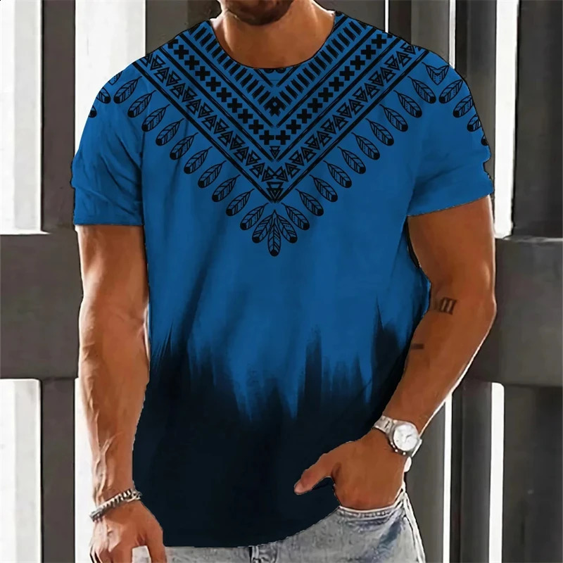 Summer African Stripe 3D Printed Tshirt Mens Fashion Casual Oneck Short sleeved Top 240822