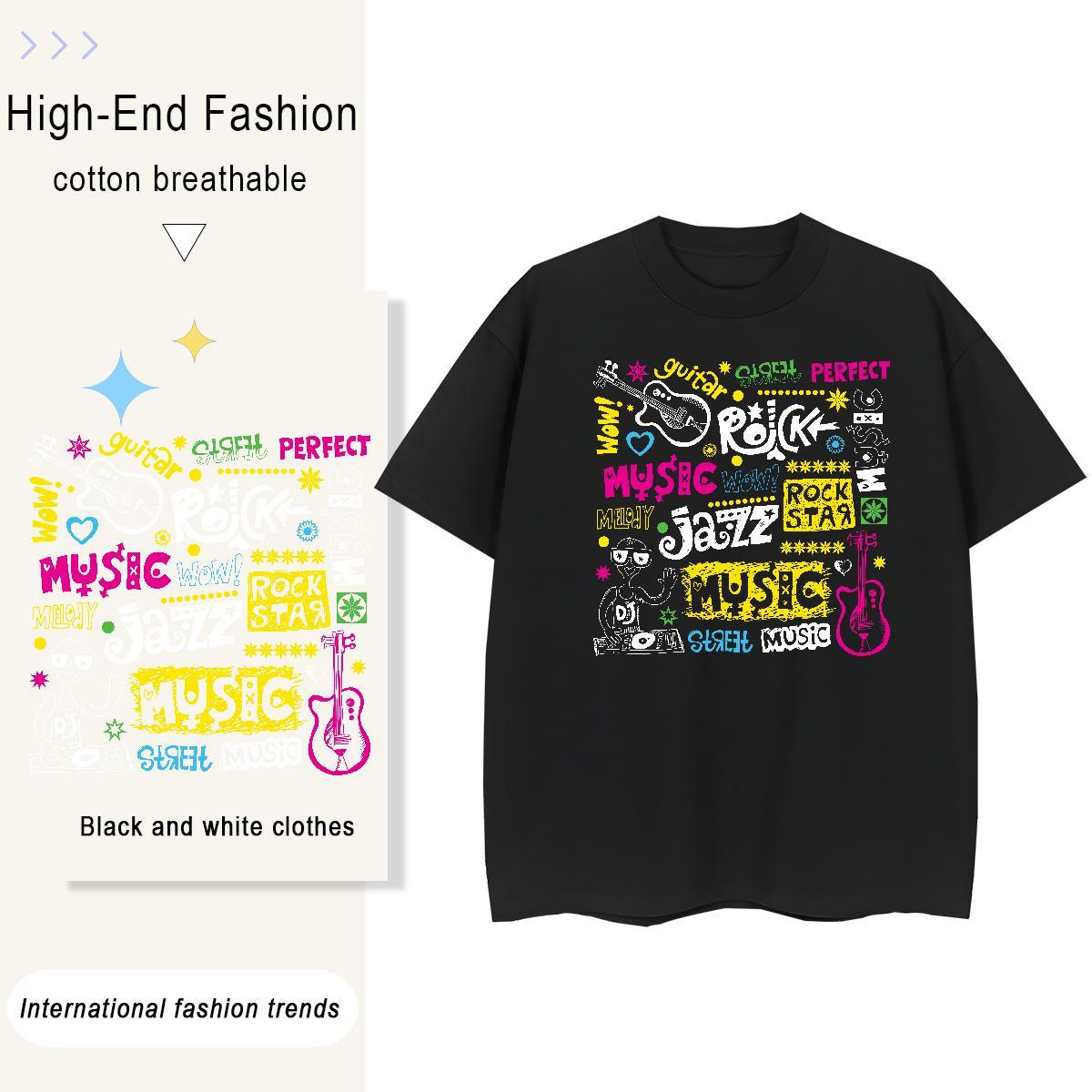 Loose fit Women Tees 100% Cotton 230g painting Sports Casual T-Shirts for Women Breathable Cartoon Printing L-4XL Tops