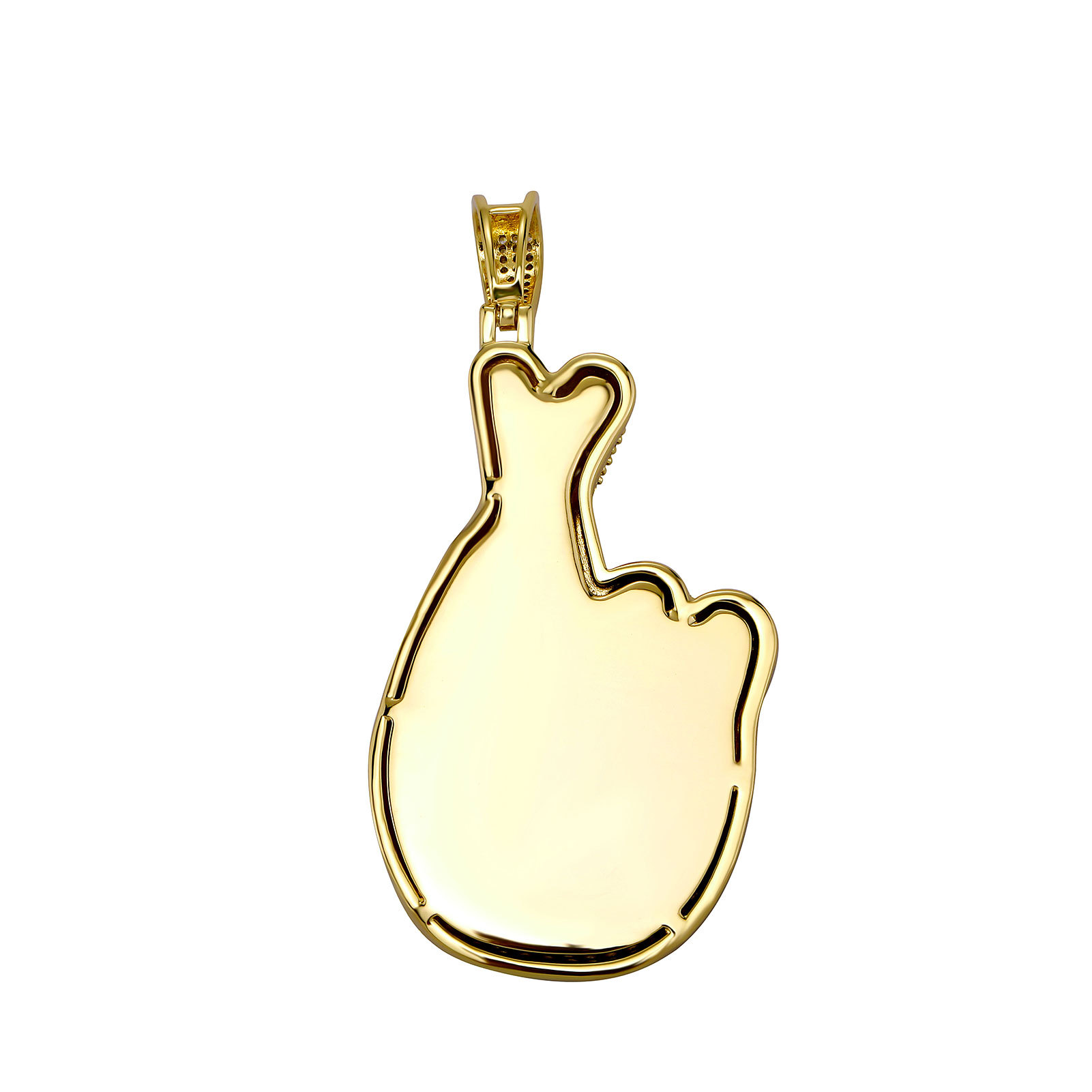 Hip Hop Palm Heart Shape Pendant Necklace 5A Zircon White Gold Plated Lover Jewelry Gift