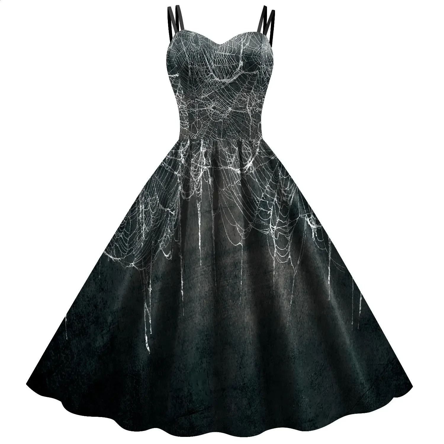 Halloween costume fancy skeleton rose print womens dress womens dress womens dress gothic horror Rockabily carnival fancy dress party 240823 - view 6