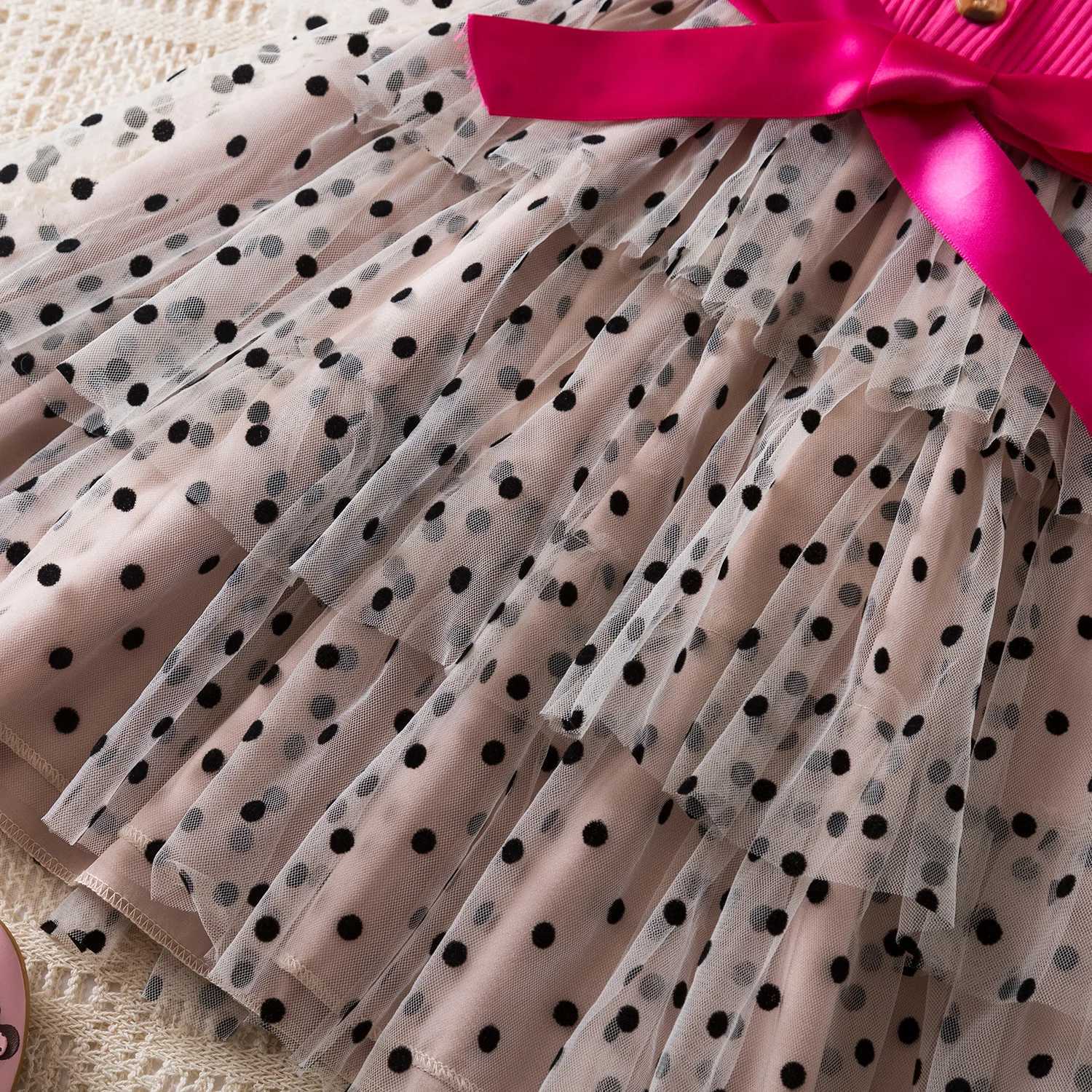 2024 Girls New Summer Dress for Children Aged 2 to 6 with Polka Dots Cute Childrens Birthday Princess Dress Elegant Wedding Party Dress W240823