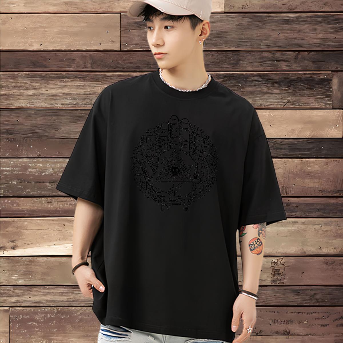 Popular T Shirt For Man 100% Cotton 230g eye of the devil Casual White Plus Size Breathable Crew Neck Men Tops Tees New Designer Clothings