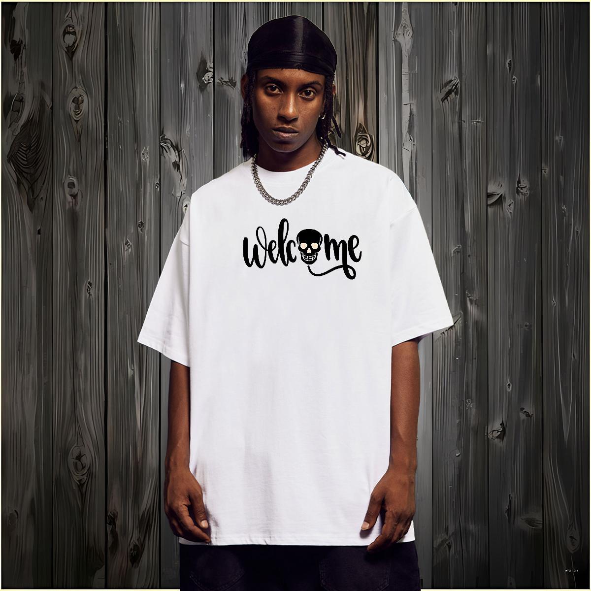 Designer T-Shirts 230g 100% Cotton skull Street Wear Black White Short Sleeve Soft Men Tees DIY Customized Tops Tees