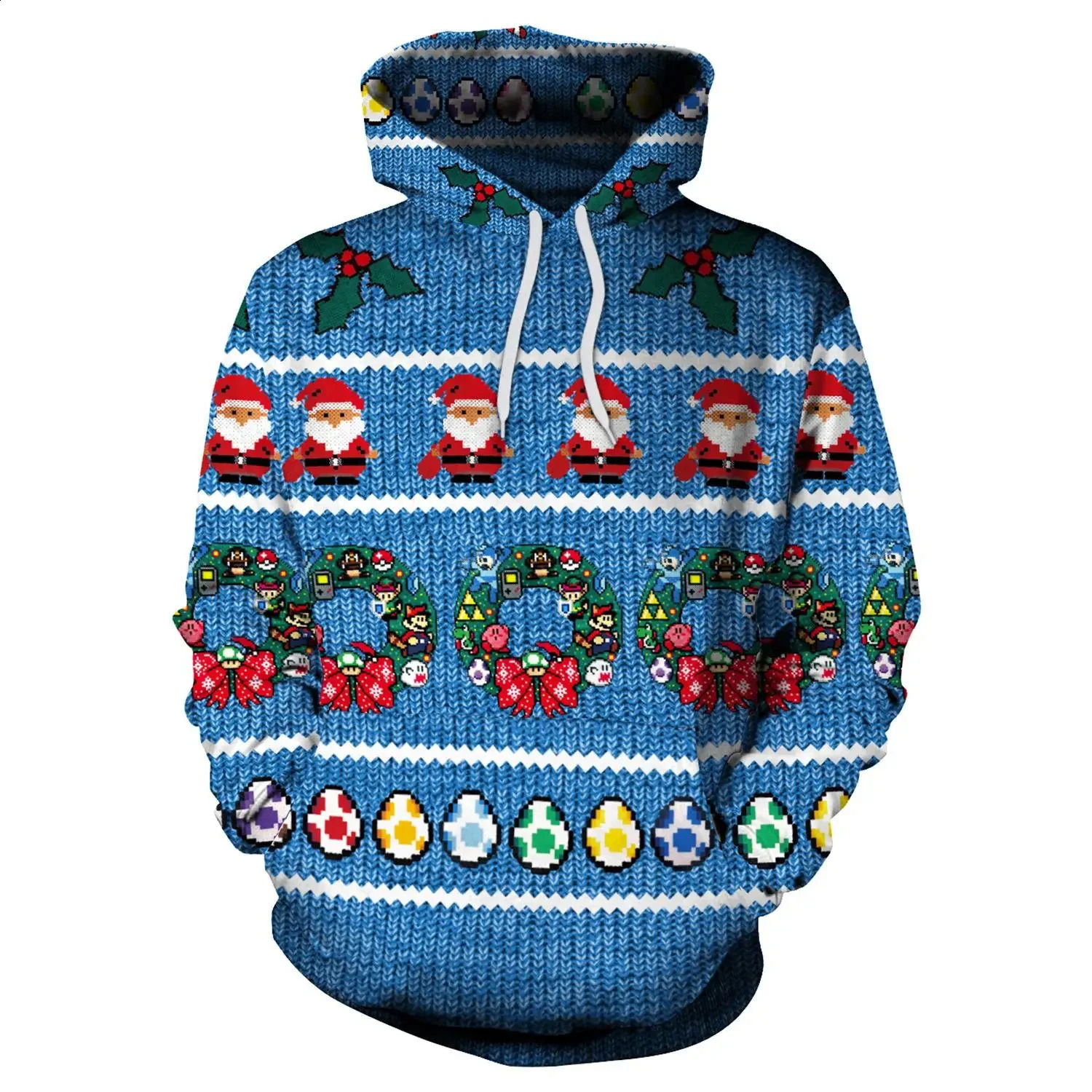Christmas Mens Hooded Sweatshirt 3d Print Long Sleeve Pullover Autumn Winter Festive hoodies Oversized For Mens Sweater 240823