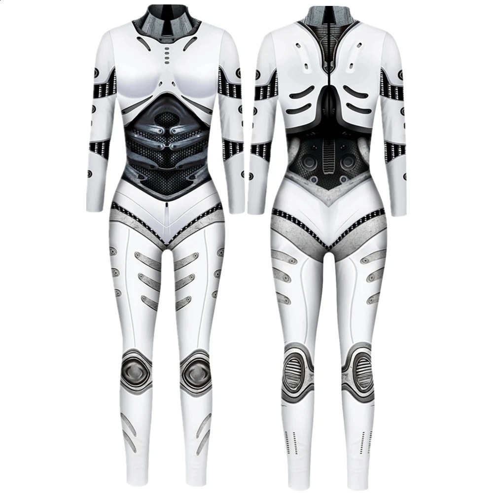 Robot punk jumpsuit bodysuit sexy female cosplay costume cyberpunk Zentai Halloween 240823