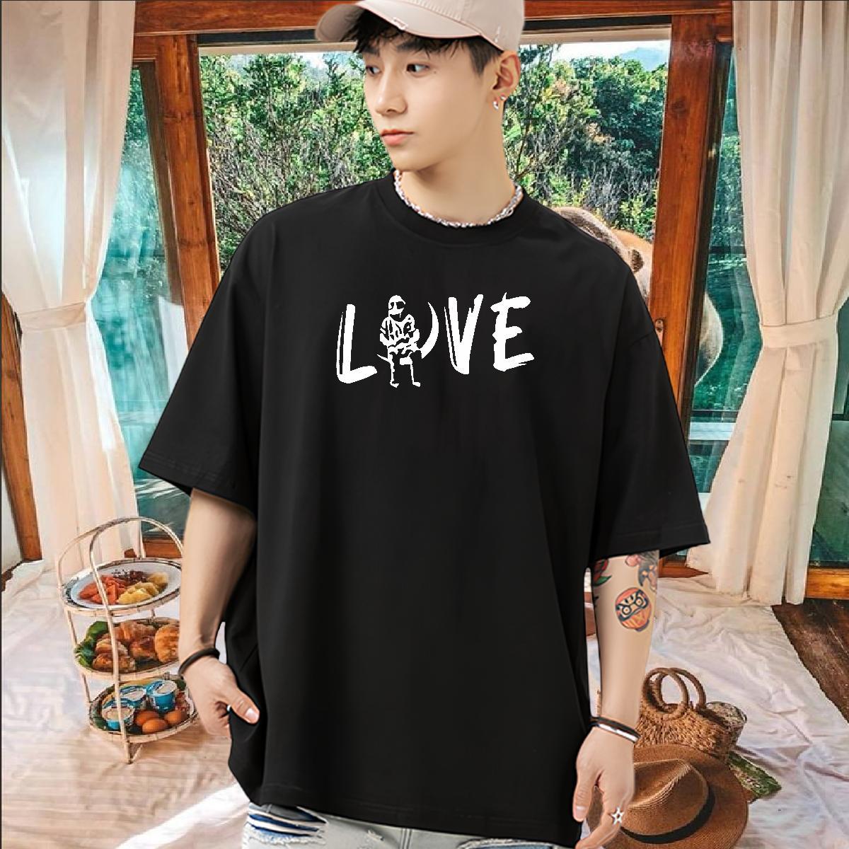 TOP Quality T Shirt For Man 230g Pure Cotton letter Street Casual Custom Cartoon Breathable Crew Neck Men Tops Tees Factory Direct Tees Shirts